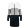 thumbnail image 3 of Women's Color Block Zip Up Hooded Jacket - Long Sleeve Loose Fit Longline Sweatshirt for Casual Fall Wear, 3 of 8