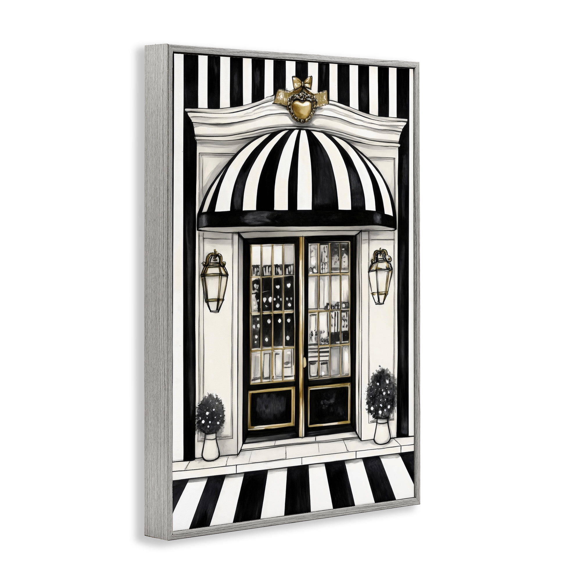 Stupell Industries Paris Storefront Facade Gray Framed Giclee Art, design by Petal Prints Design