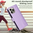 thumbnail image 6 of for iPhone 13 Pro Max Thin Fit Case Cover, Premium PU Leather Magnetic Wallet Flip Case with Stand Bracket Holder Flip Cover with Card Slots and Wrist Strap for iPhone 13 Pro Max - Purple, 6 of 9
