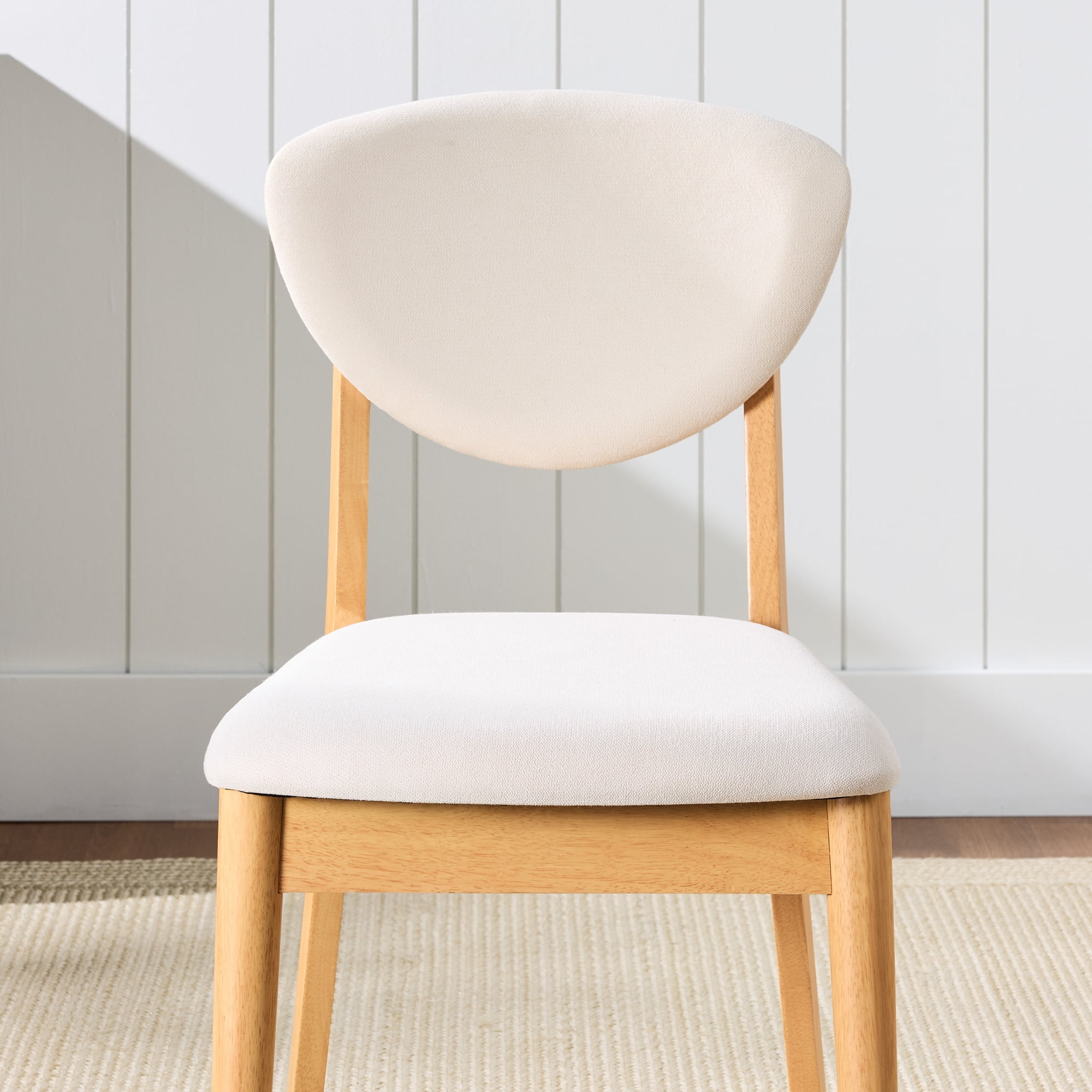 Best Choice Products 2-Piece Mid-Century Modern Wood & Upholstered Dining Chair Set - Oak/Cream
