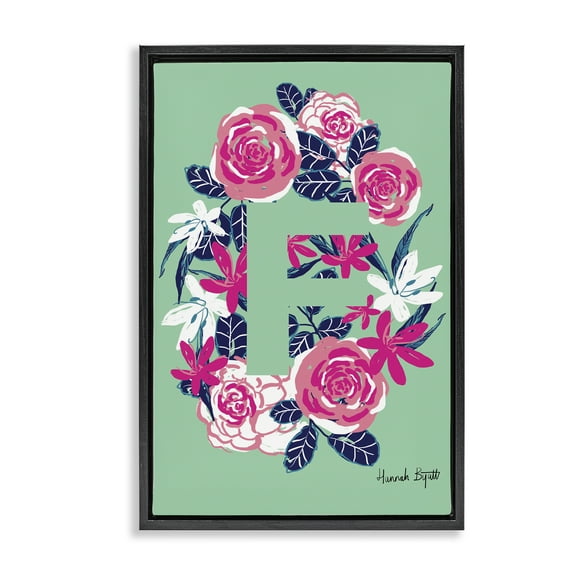 Stupell Industries Floral Bloom Letter F Botanical & Floral Painting Black Floater Framed Art Print Wall Art, 17 x 25
