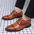 thumbnail image 5 of Men's Business Casual Dress Shoes Classic Wingtip Lace-Up Brogues Modern Formal Woven Leather Oxfords, 5 of 6