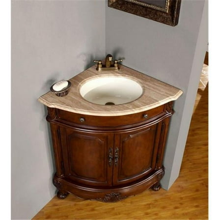 Traditional Travertine Bathroom Vanity, Single Sink - 32 in. Wide