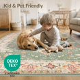 thumbnail image 4 of ODIKA 6'x9' Washable Area Rug Long Sage Vintage Bird Distressed Scroll Flourishes Bathroom for Family Room, Living Room, Master Bedroom, Non-Slip, Easy Care, 4 of 7