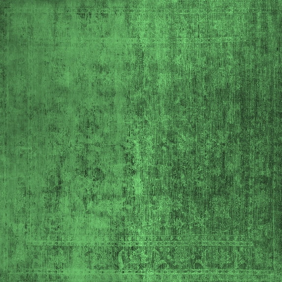 Ahgly Company Indoor Square Oriental Emerald Green Industrial Area Rugs, 7' Square