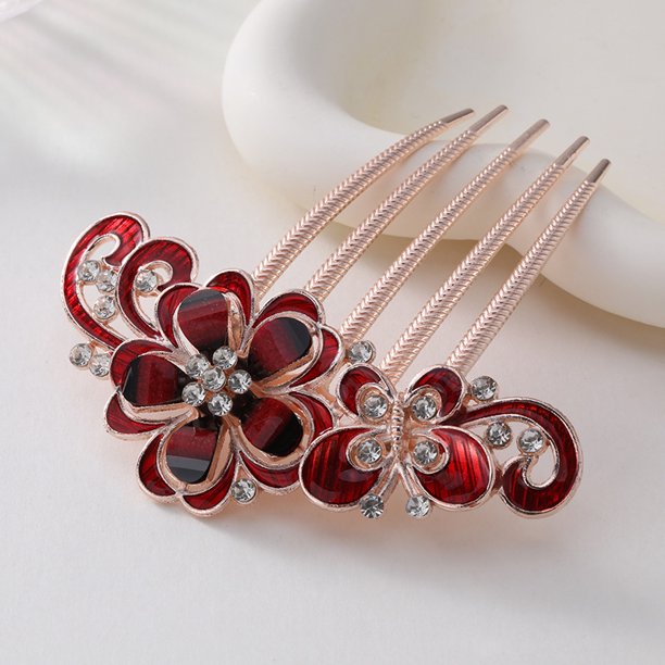 Clip de pasador de pelo con diamantes de imitación de horquilla con diseño de joyería de lujo, también regalo perfecto para el día de la madre para mamá(A12)(1 pieza)