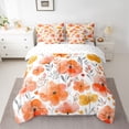thumbnail image 2 of Homewish Orange Cherry Blossoms Bedding Comforter Set 7 Pieces, Chic Watercolor Full Bedding Set, Leaf Plant Botanical Reversible Fitted Sheet Flat Sheet, Luxury Bedroom Decor, 2 of 7