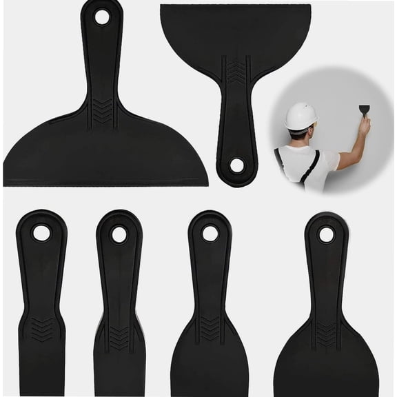Plastic Putty Knife Set, 5 Pieces Plastic Scraper Tool, Wallpaper Scraper Plastic, Paint Scraper Plastic Tool for Spackling, Spatula Scraper, Filler Knife for Patching, Wall and Car Painting scrapers