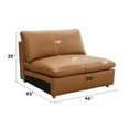 thumbnail image 3 of JERFIT Top Grain Leather Modular Sectional Sofa Set, 3-Piece Brown Leather Sofa with Padded Armrests, Modern Living Room Couch, No Assembly Required, 3 of 10