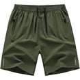 thumbnail image 5 of Domuza Men's Athletic Running Shorts Quick Dry Workout Shorts Lightweight Sports Gym Basketball Tennis Hiking Zipper Pockets Army Green 2XL, 5 of 5