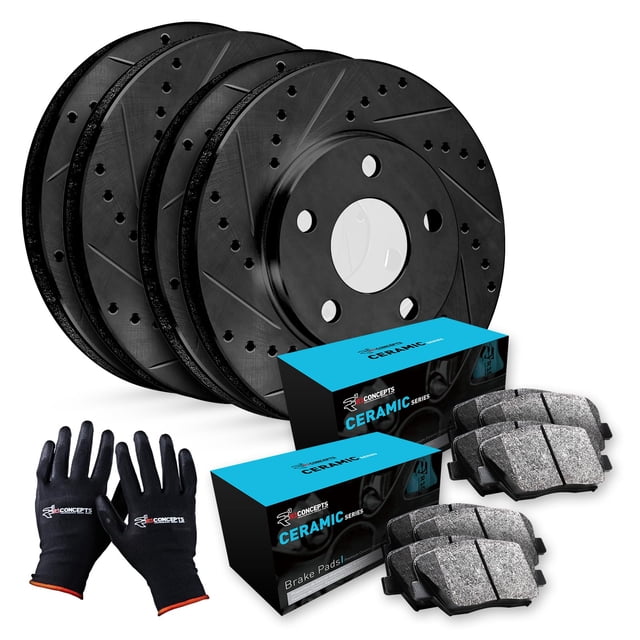 R1 Concepts Front and Rear Brakes and Rotors| Front and Rear Ceramic Brake Pads and Rotors Kit| Fits 2000-2001 INFINITI I30, Nissan Maxima