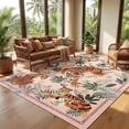 thumbnail image 6 of Beltran 6x9 Washable Tiger Area Rug – Vintage Safari Non Slip Carpet, Boho Pink Print Rug for Large Living Room Family Room Bedroom, Easy Clean, 6 of 6