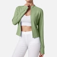 thumbnail image 5 of felwors Women's Stand-Up Collar Stretchy Slim-Fit Yoga Jacket - Long-Sleeved with Thumbholes, Zippered for Sports, Running & Fitness Green, XL, 5 of 8