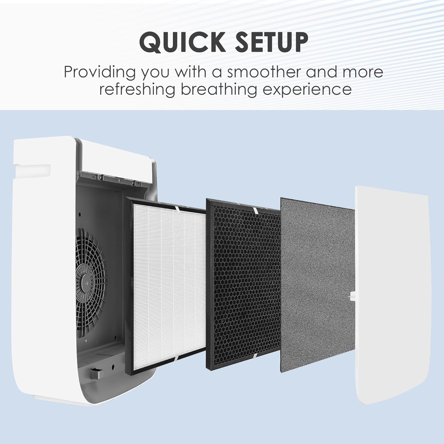 3000 Replacement Filter Compatible with Air Purifier Ad3000 Series, Includes 1x White Filter, 2x Carbon VOCs and 4x Extra Pre Filters Combo