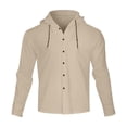 thumbnail image 6 of Paiyanr Cotton Linen Sets for Men Summer Breathable Hooded Shirts Pants 2 Piece Outfits Solid Color Casual Long Sleeve Drawstring Waist Beach Pants Sets, 6 of 9