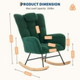 thumbnail image 2 of KOKEBREN Teddy Upholstered Rocking Chair for Nursery,Glider Rocker for Adults,Chair for Living Room Bedroom,Dark Green, 2 of 7