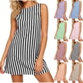 thumbnail image 7 of Dvprdro Womens Summer Casual Striped Dress Crewneck Sleeveless Back Zipper Mini Dress, 7 of 7