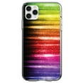 thumbnail image 1 of DistinctInk Clear Shockproof Hybrid Case for iPhone 13 PRO (6.1" Screen) - TPU Bumper, Acrylic Back, Tempered Glass Screen Protector - Rainbow Light Glowing Lines, 1 of 2
