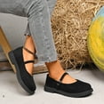 thumbnail image 3 of Women's Platform Suede Mary Jane Shoes Vintage Round Toe Casual Dress Shoes Wide Toe Box Slip On Loafers Black Size 7, 3 of 7