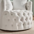 thumbnail image 5 of Swivel Barrel Chair, Round Chair with 2 Pillows, Velvet Cushion, Metal Rotating Base, Wood Frame, Modern 360 Degree Rotating Chair, 5 of 6