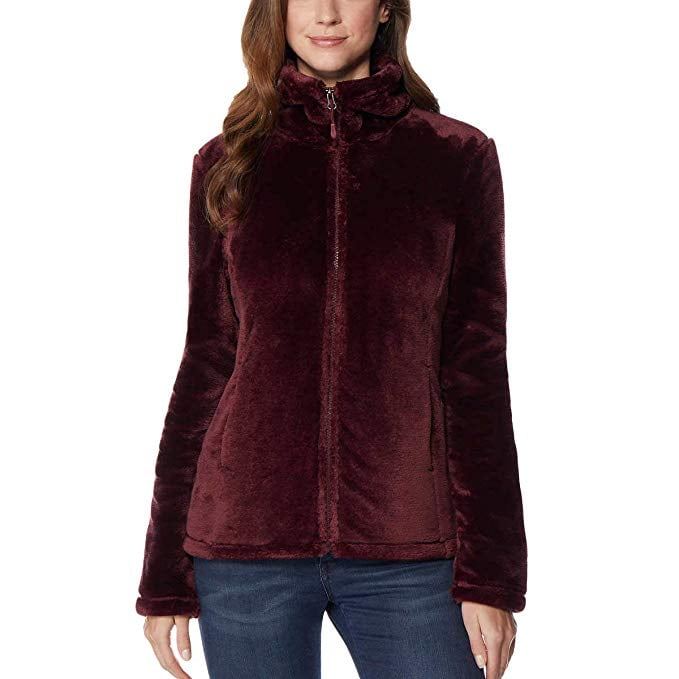 32 Degrees 32 Degrees Women's Plush Faux Fur Full Zip Jacket, Bourgogne Small NEW