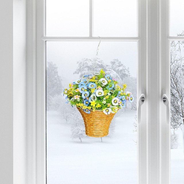 Corona de cesta colgante Macarena para puerta primavera y verano 30 cm x 43 cm x 25 cm
