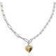 thumbnail image 1 of Gargantilla de perlas de agua dulce y collar de corazón de melocotón de titanio bañado en oro de 18 k. Código de modelo 30652, 1 of 5