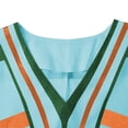 thumbnail image 3 of FRSASU Linen Dresses for Women 3/4 Sleeve Striped Dress Summer V-Neck Boho Vacation Dress Casual Outfits Mint Green, 3 of 7