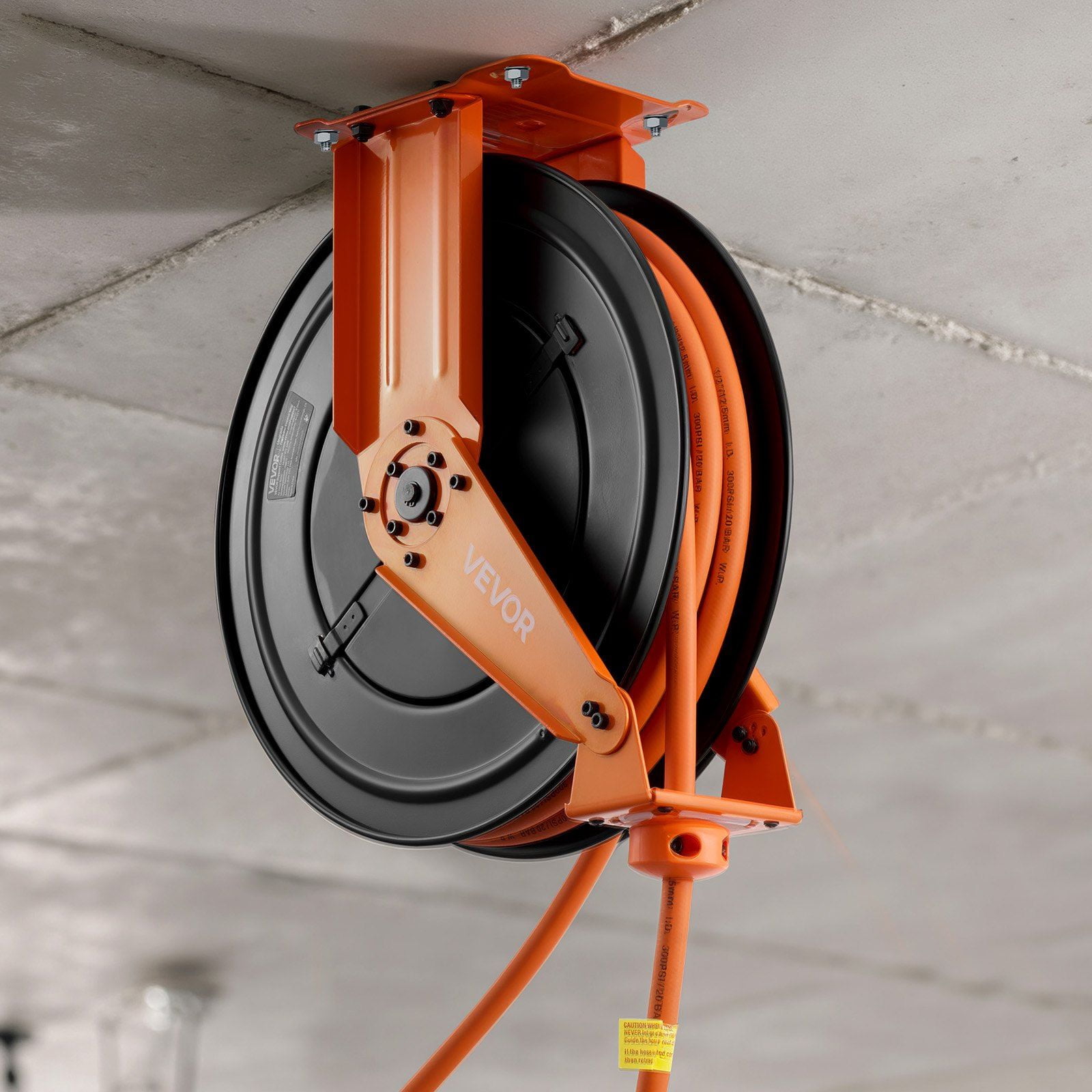 Auto Rewind Retractable Air Hose Reel, 1/2 Inch x 50 FT Rubber Air Hose Max 300PSI