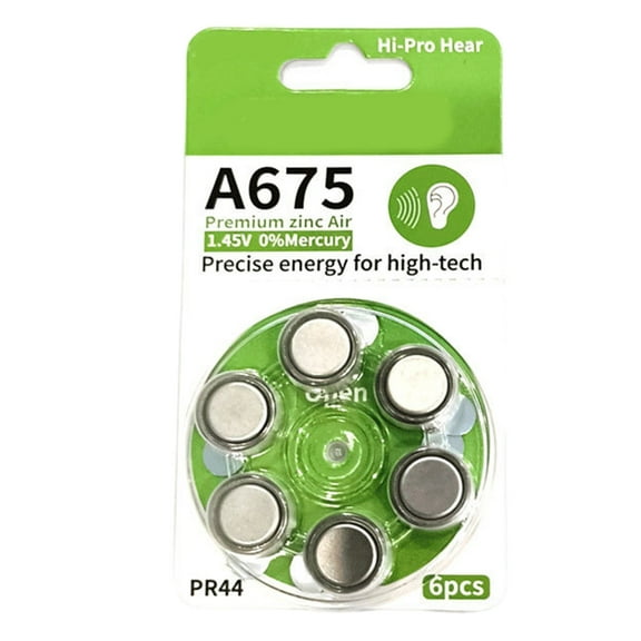 Huhudde 6Pieces A675 Zinc Air Batteries A675/PR44 Button Cell Batteries For Hearing Devices And Long Last Power Button Cell