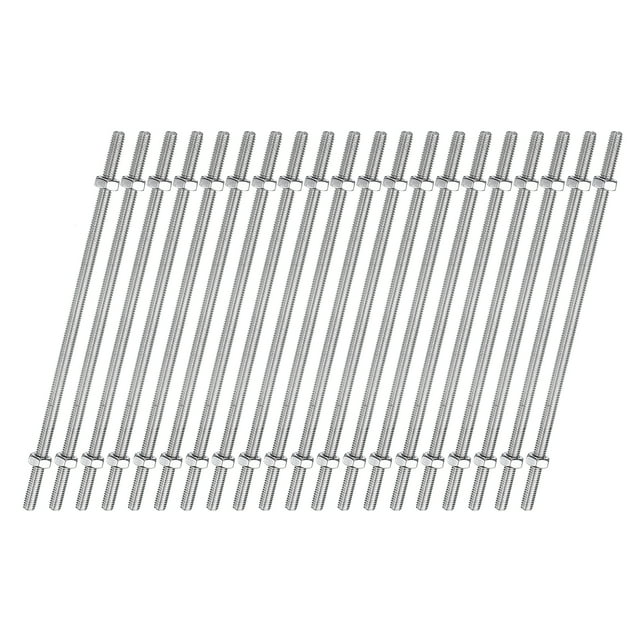 Unique Bargains 20pcs 8/32 Inch M4 Threaded Rods with Hex Nuts 4 Inch 304 Stainless Steel Rod, Silver