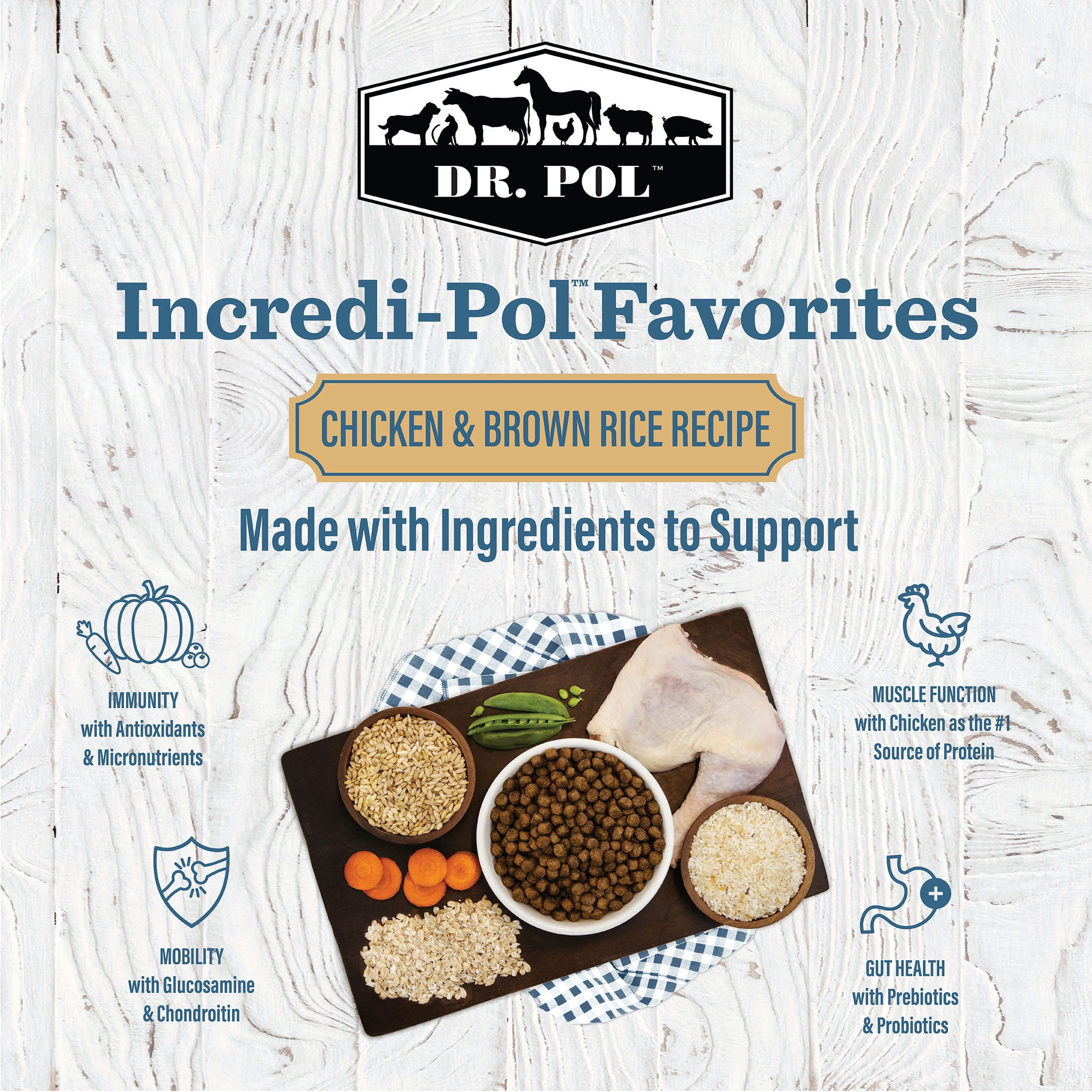 (6 pack) Dr. Pol Incredi-Pol Favorites Chicken and Brown Rice Recipe Dog Food - 6lb