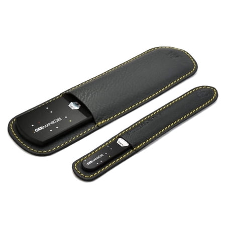 2pcs Genuine Patented Czech Crystal Glass Nail File Set, Pedicure Bar and Nail File in Leather