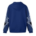 thumbnail image 3 of Unisex Spider Web Graphic Zip Up Hoodie Drawstring Long Sleeve Oversized Sweatshirt Gothic Streetwear Y2K Casual Jacket Halloween Tops Blue M, 3 of 3