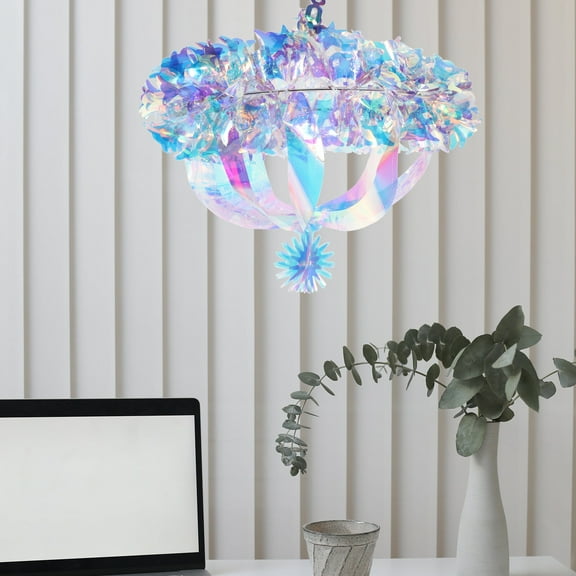 HONMEET 1Pcs Hanging Decoration Iridescent Decor Multi Colored Neon Film 3D Oval Lamp Shape For Baby Shower Events