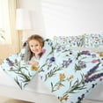 thumbnail image 4 of Feelyou Cartoon Lavender Floral Queen Comforter Set, Rustic Leaf Plant Bedding Sets, Kawaii Groovy Daisy Flower Reversible Bedding Comforter Set, Breathable Home Decor, 3 Pieces, 4 of 8