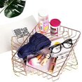 thumbnail image 4 of Cesta Organizador de almacenamiento de cosméticos Cinta metálica de oro rosa Cesta de frutas Estante de colección para cesta de almacenamiento de baño (Color: oro rosa), 4 of 5