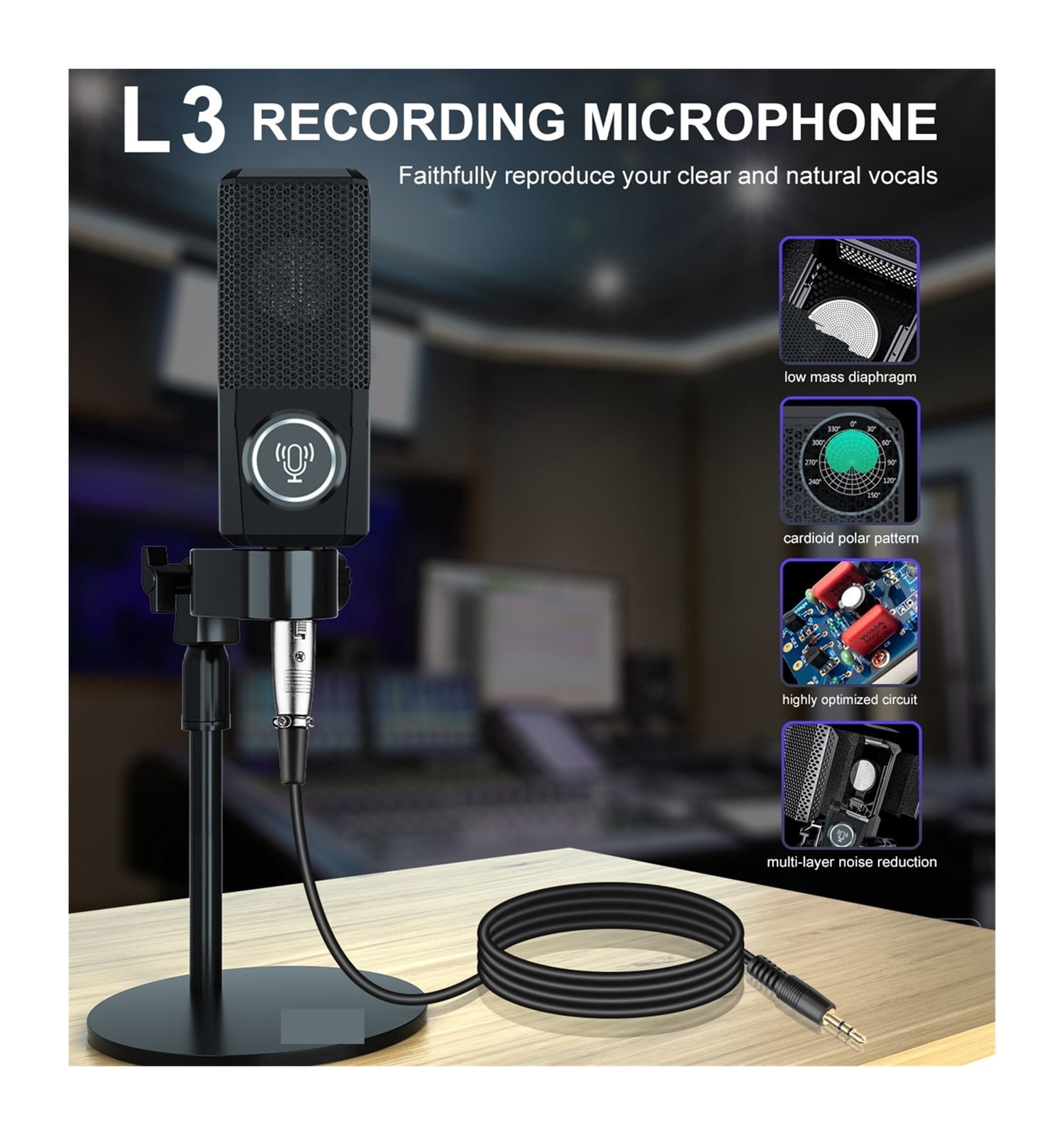 Sound Card G1 & L3 Condenser Microphone Set USB Sound Mixer Mic Audio Interface Sound Board For Phone Recording Live Streaming ,Easy to Operate