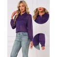 thumbnail image 2 of DARING DIVA Women's Long Sleeve Tops Button Down See Through Mesh Shirt M Dark Purple, 2 of 6