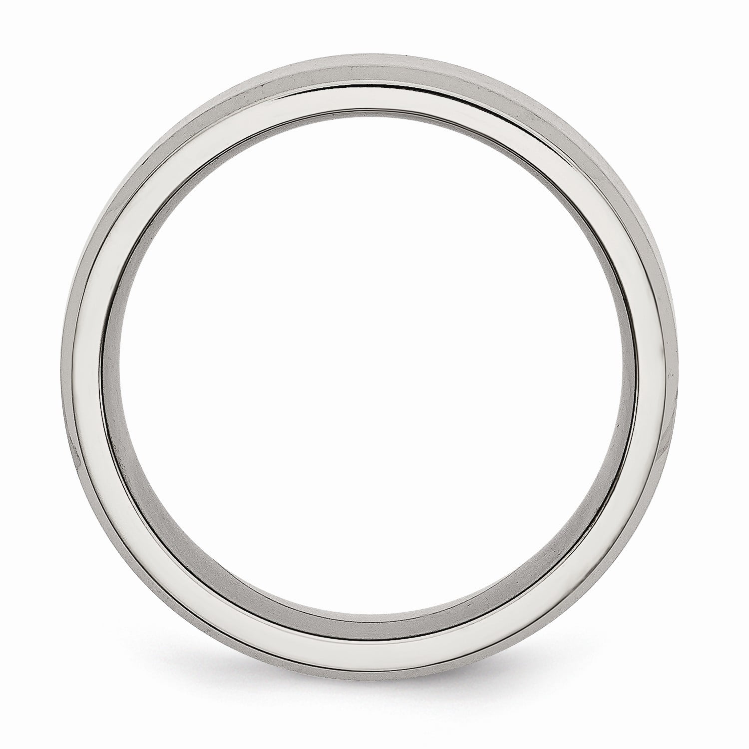 Primal Steel Stainless Steel with Brushed Center 8mm Flat Beveled Edge Band