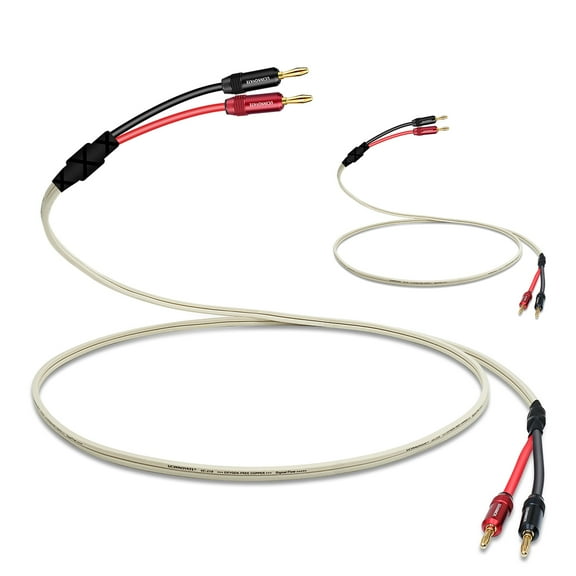 UCINNOVATE Speaker Wire with Banana Plugs,2 Pack 14 AWG 1.5m/4.9FT OFC HiFi Audio Cables with Gold Plated Banana Plugs for Home Theater -White