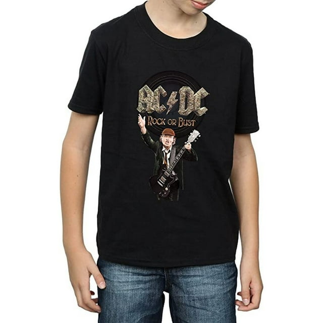 AC/DC T-Shirt en Coton pour Garçons Rock Or Bust Angus Young