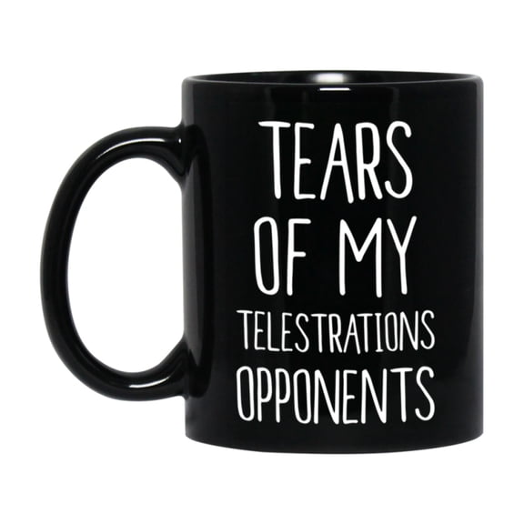 Funny Board Game Mug, Tears Of My Telestrations Opponents, 11oz or 15oz Black Ceramic Coffee Cup Gift for Telestrations Players