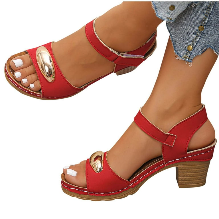 Viluyesy Women's Block Heels Sandals, Fashionable Comfortable Peep