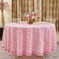 thumbnail image 3 of Taffy Pink Indian Hand Block Leaf Printed 100% Pure Cotton Round Tablecloth, Dining Tablecloth, Party Tablecloth, Gift for Her, 60" 90" 110", 3 of 8