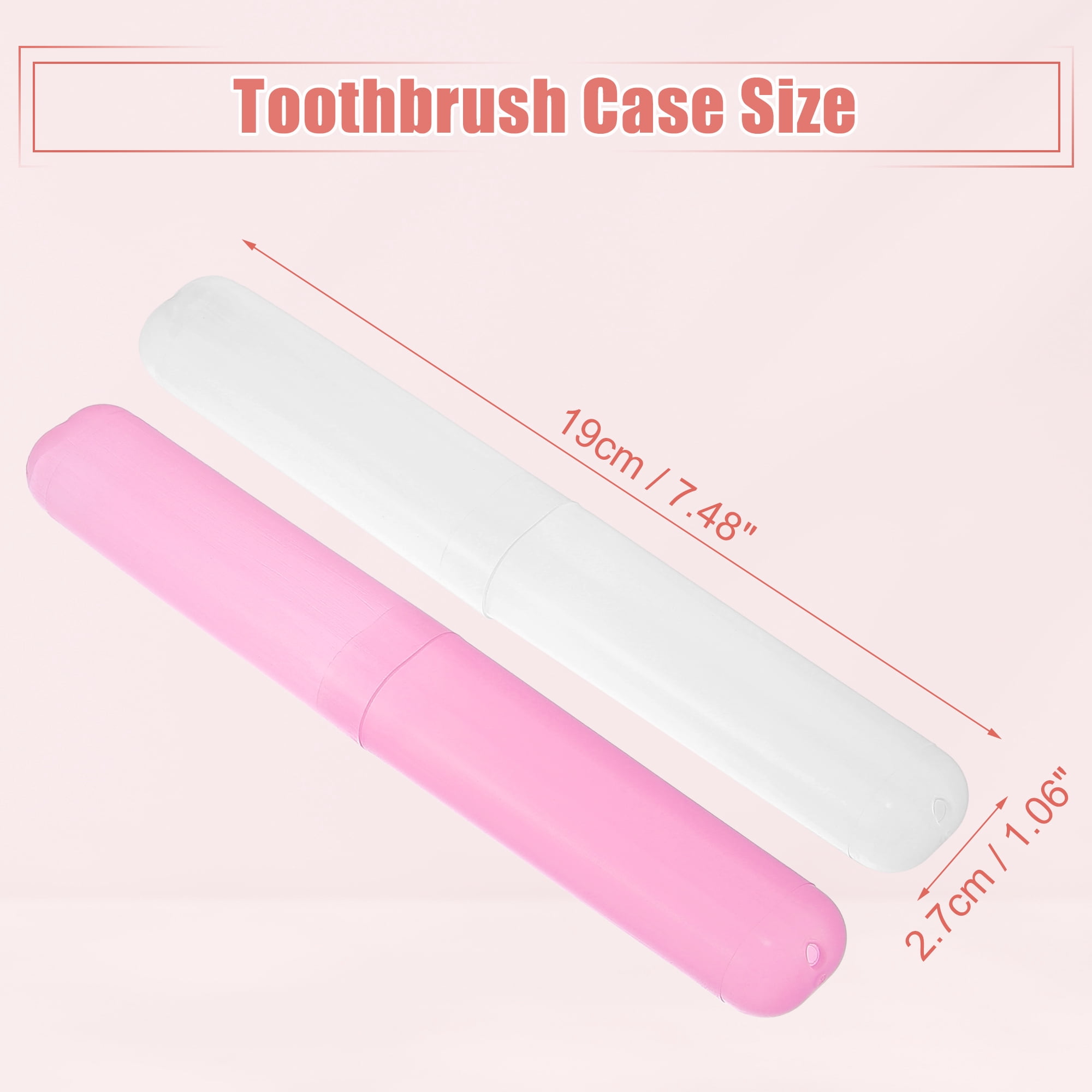 Unique Bargains 4 Pcs Toothbrush Travel Case Plastic Lightweight Holders White, Pink