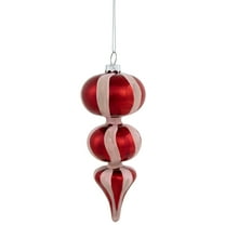 Northlight Shiny Red and Frosted Striped Candy Cane Finial Glass Christmas Ornament - 5.5"