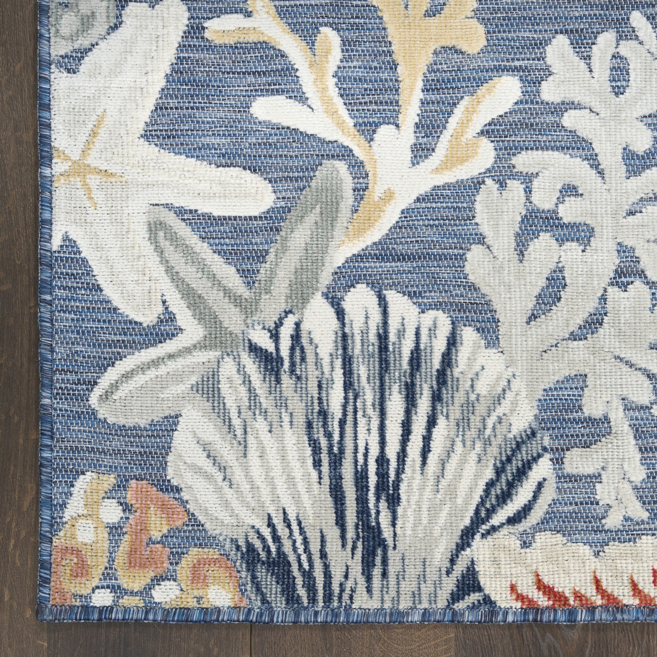 Nourison Suncoast 4' x 6' Denim Multicolor Coastal, Nautical & Beach Rug