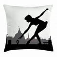 thumbnail image 1 of Ballet Throw Pillow Cushion Cover, Silhouette of Little Ballerina Girl Dancing on the Roof Top, Decorative Square Accent Pillow Case, 24 X 24 Inches, Black Charcoal Grey and Dimgray, by Ambesonne, 1 of 2
