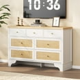 thumbnail image 4 of Twister.CK 7 Drawers Dresser for Bedroom, 47.3'' Wide Wood Chest of Drawers with Natural Rattan Drawers, Drawer Organizer for Living Room, Entryway and Hallway, White, 4 of 8